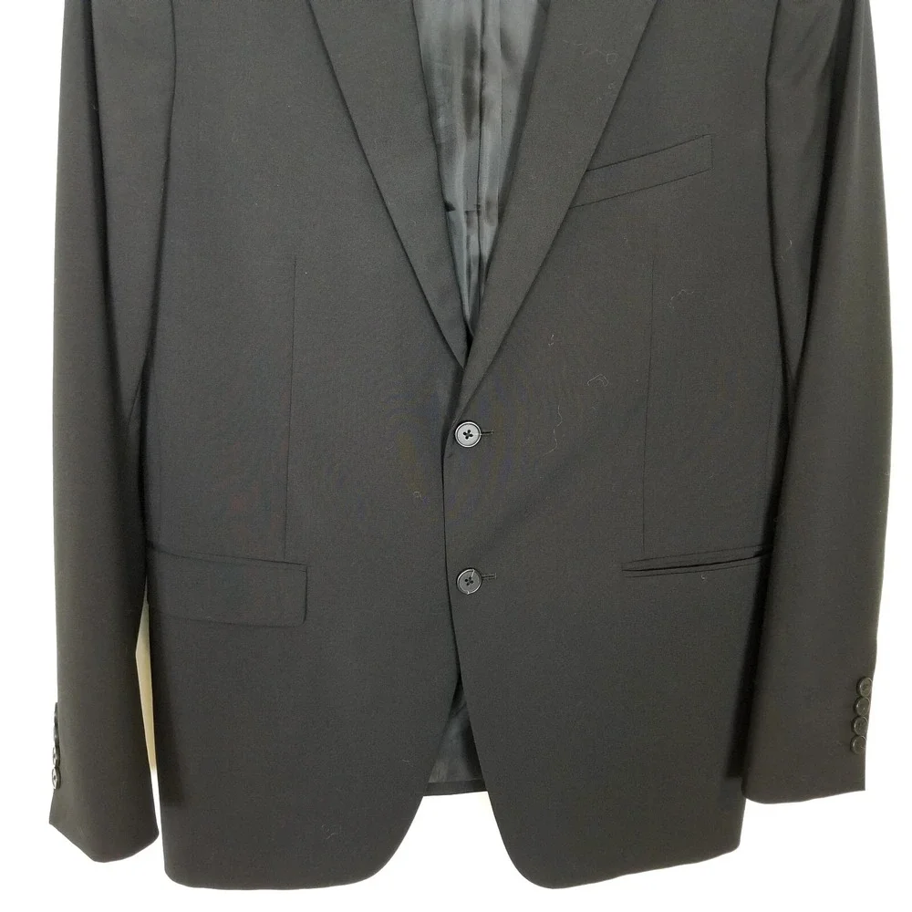 Theory Men Wool Blend Blazer Jacket Sz 42‎ R Black Button Up Preppy Office